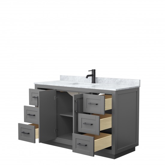 Miranda 54" Single Vanity in Dark Gray, Top, Square Sink, Matte Black Trim