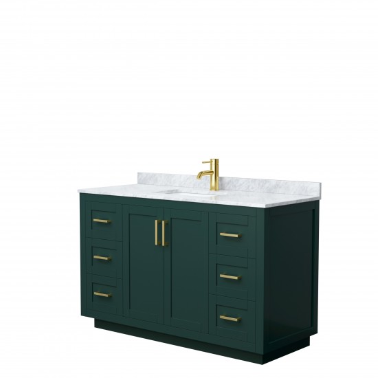 Miranda 54" Single Vanity in Green, Top, Square Sink, Brushed Gold Trim