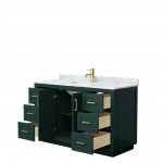 Miranda 54" Single Vanity in Green, Top, Square Sink, Brushed Gold Trim