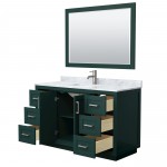 Miranda 54" Single Vanity in Green, Top, Square Brushed Nickel Trim, 46" Mirror