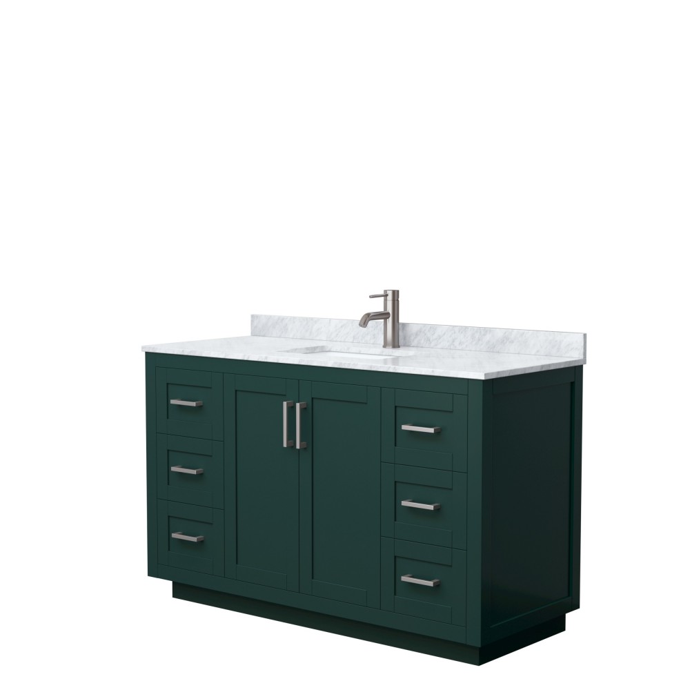 Miranda 54" Single Vanity in Green, Top, Square Sink, Brushed Nickel Trim