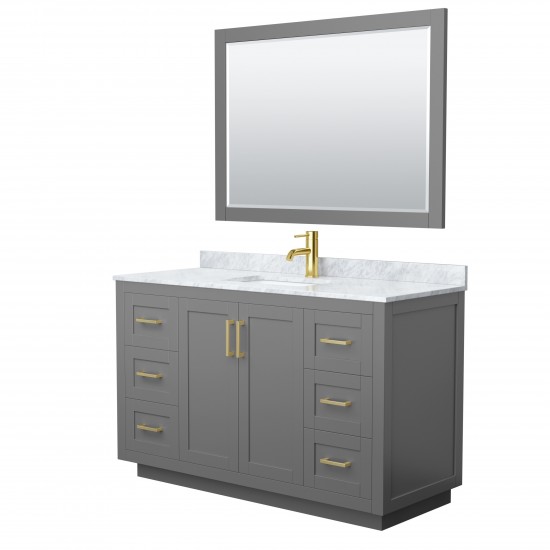 Miranda 54" Single Vanity in Dark Gray, Top, Gold Trim, 46" Mirror