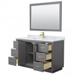 Miranda 54" Single Vanity in Dark Gray, Top, Gold Trim, 46" Mirror