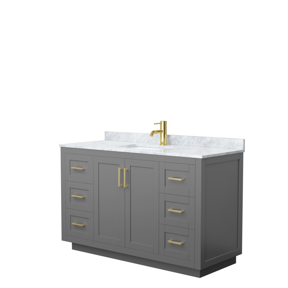 Miranda 54" Single Vanity in Dark Gray, Top, Square Sink, Brushed Gold Trim