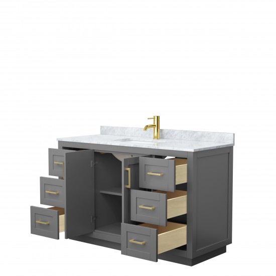 Miranda 54" Single Vanity in Dark Gray, Top, Square Sink, Brushed Gold Trim