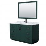 Miranda 54" Single Vanity in Green, Top, Square Matte Black Trim, 46" Mirror