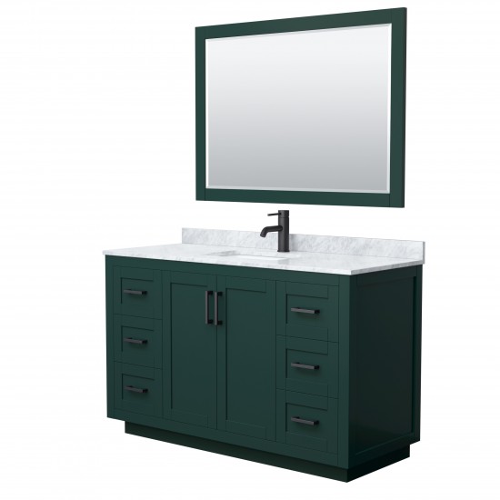 Miranda 54" Single Vanity in Green, Top, Square Matte Black Trim, 46" Mirror