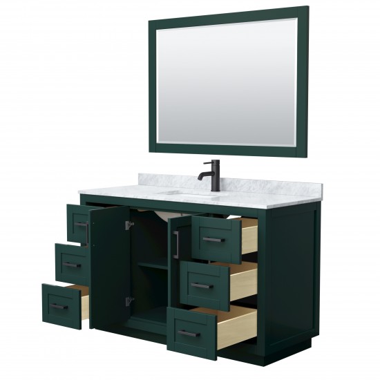 Miranda 54" Single Vanity in Green, Top, Square Matte Black Trim, 46" Mirror