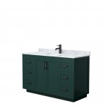 Miranda 54" Single Vanity in Green, Top, Square Sink, Matte Black Trim