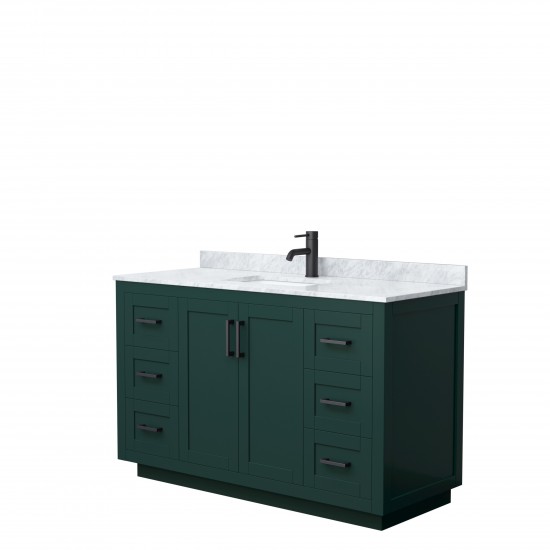 Miranda 54" Single Vanity in Green, Top, Square Sink, Matte Black Trim