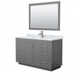 Miranda 54" Single Vanity in Dark Gray, Top, Nickel Trim, 46" Mirror