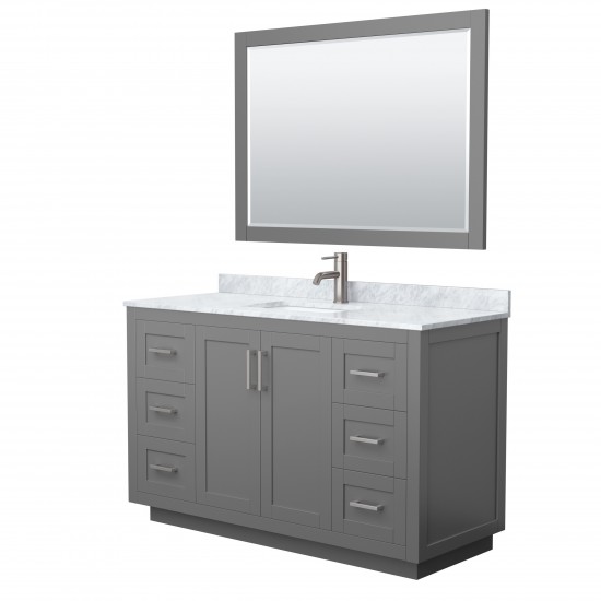 Miranda 54" Single Vanity in Dark Gray, Top, Nickel Trim, 46" Mirror