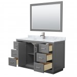 Miranda 54" Single Vanity in Dark Gray, Top, Nickel Trim, 46" Mirror