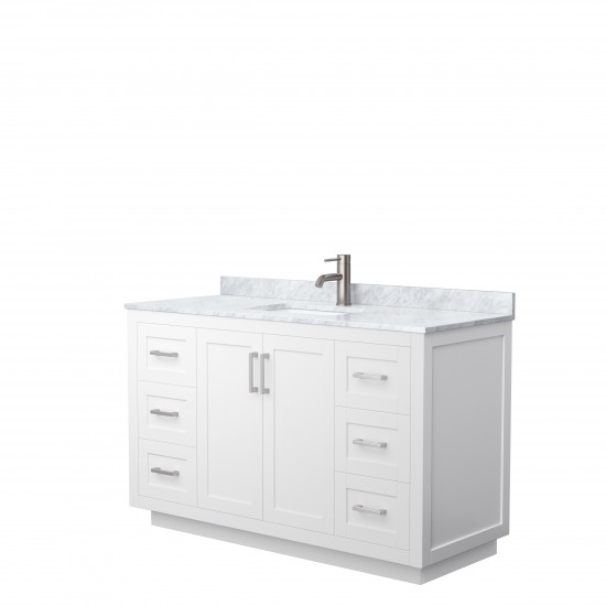 Miranda 54" Single Vanity in White, Top, Square Sink, Brushed Nickel Trim