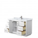 Miranda 54" Single Vanity in White, Top, Square Sink, Brushed Nickel Trim