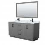 Miranda 66" Double Vanity in Dark Gray, Top, Square Matte Black Trim, 58" Mirror