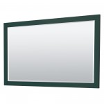 Miranda 66" Double Vanity in Green, Top, Square Brushed Gold Trim, 58" Mirror