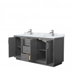 Miranda 66" Double Vanity in Dark Gray, Top, Square Sinks, Brushed Nickel Trim