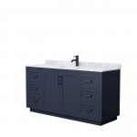 Miranda 66" Single Vanity in Dark Blue, Top, Square Sink, Matte Black Trim