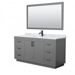 Miranda 66" Single Vanity in Dark Gray, Top, Square Matte Black Trim, 58" Mirror