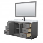 Miranda 66" Single Vanity in Dark Gray, Top, Square Matte Black Trim, 58" Mirror