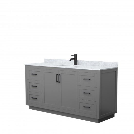 Miranda 66" Single Vanity in Dark Gray, Top, Square Sink, Matte Black Trim