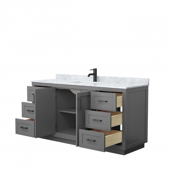 Miranda 66" Single Vanity in Dark Gray, Top, Square Sink, Matte Black Trim