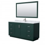 Miranda 66" Single Vanity in Green, Top, Square Brushed Nickel Trim, 58" Mirror