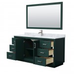 Miranda 66" Single Vanity in Green, Top, Square Brushed Nickel Trim, 58" Mirror