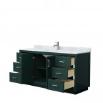 Miranda 66" Single Vanity in Green, Top, Square Sink, Brushed Nickel Trim