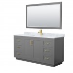 Miranda 66" Single Vanity in Dark Gray, Top, Gold Trim, 58" Mirror