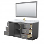 Miranda 66" Single Vanity in Dark Gray, Top, Gold Trim, 58" Mirror