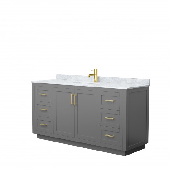 Miranda 66" Single Vanity in Dark Gray, Top, Square Sink, Brushed Gold Trim