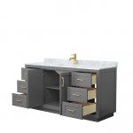 Miranda 66" Single Vanity in Dark Gray, Top, Square Sink, Brushed Gold Trim