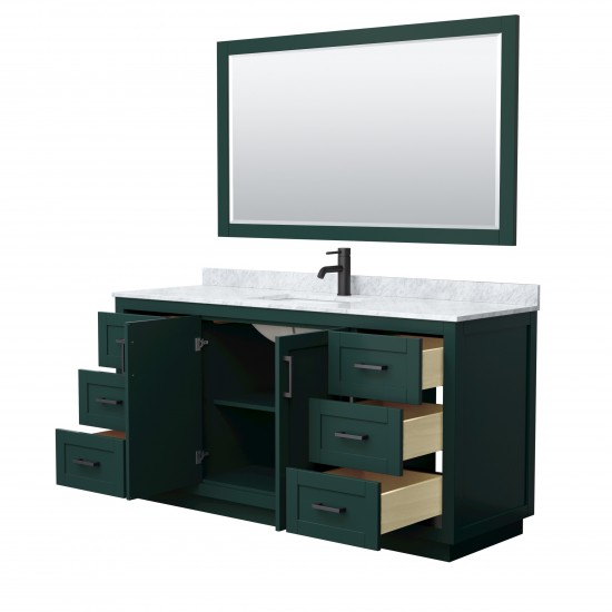 Miranda 66" Single Vanity in Green, Top, Square Matte Black Trim, 58" Mirror