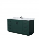 Miranda 66" Single Vanity in Green, Top, Square Sink, Matte Black Trim