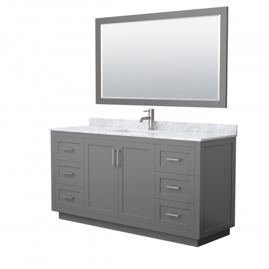 Miranda 66" Single Vanity in Dark Gray, Top, Nickel Trim, 58" Mirror