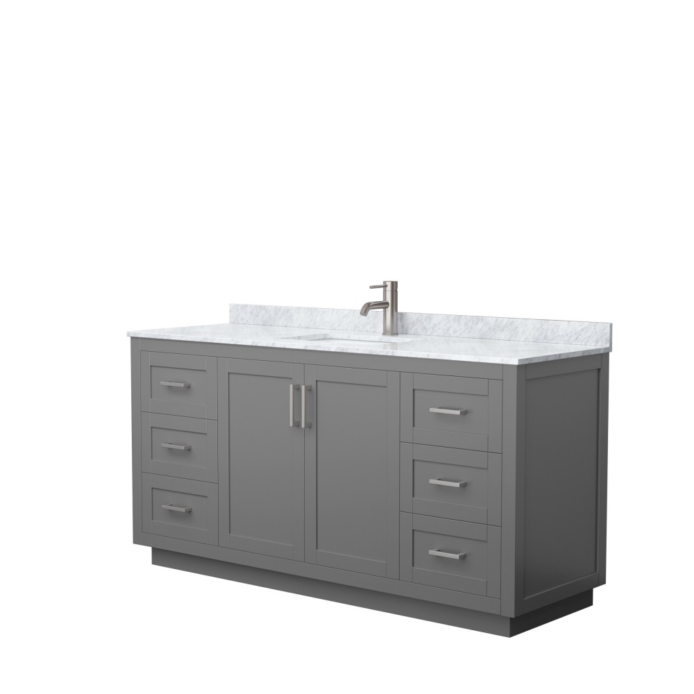 Miranda 66" Single Vanity in Dark Gray, Top, Square Sink, Brushed Nickel Trim