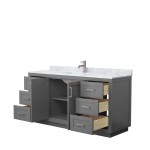 Miranda 66" Single Vanity in Dark Gray, Top, Square Sink, Brushed Nickel Trim