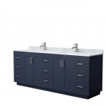 Miranda 84" Double Vanity in Dark Blue, Top, Square Sinks, Brushed Nickel Trim