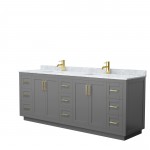 Miranda 84" Double Vanity in Dark Gray, Top, Square Sinks, Brushed Gold Trim