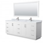 Miranda 84" Double Vanity in White, Top, Square Brushed Nickel Trim, 70" Mirror