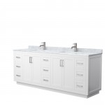 Miranda 84" Double Vanity in White, Top, Square Sinks, Brushed Nickel Trim