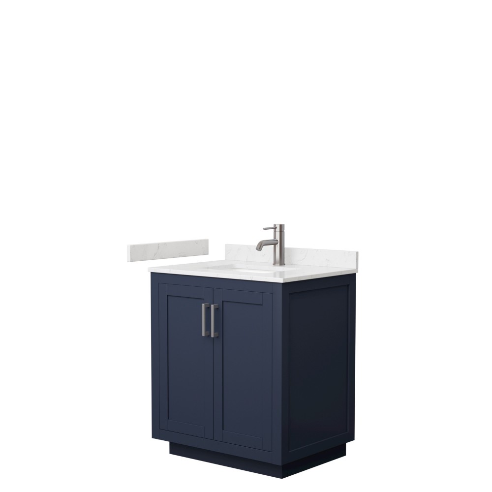 Miranda 30" Single Vanity in Dark Blue, Carrara Cultured Marble Top, Nickel Trim