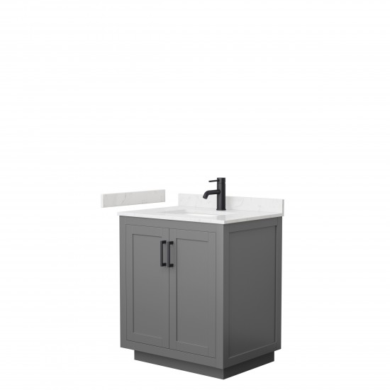 Miranda 30" Single Vanity in Dark Gray, Carrara Cultured Marble Top, Black Trim