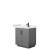 Miranda 30" Single Vanity in Dark Gray, Carrara Cultured Marble Top, Black Trim