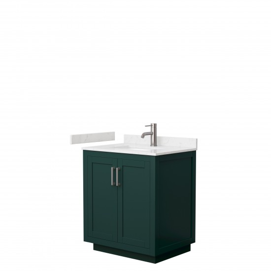 Miranda 30" Single Vanity in Green, Carrara Cultured Marble Top, Nickel Trim