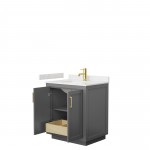 Miranda 30" Single Vanity in Dark Gray, Carrara Cultured Marble Top, Gold Trim