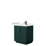 Miranda 30" Single Vanity in Green, Carrara Cultured Marble Top, Black Trim