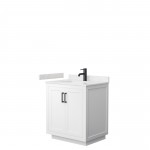 Miranda 30" Single Vanity in White, Carrara Cultured Marble Top, Black Trim